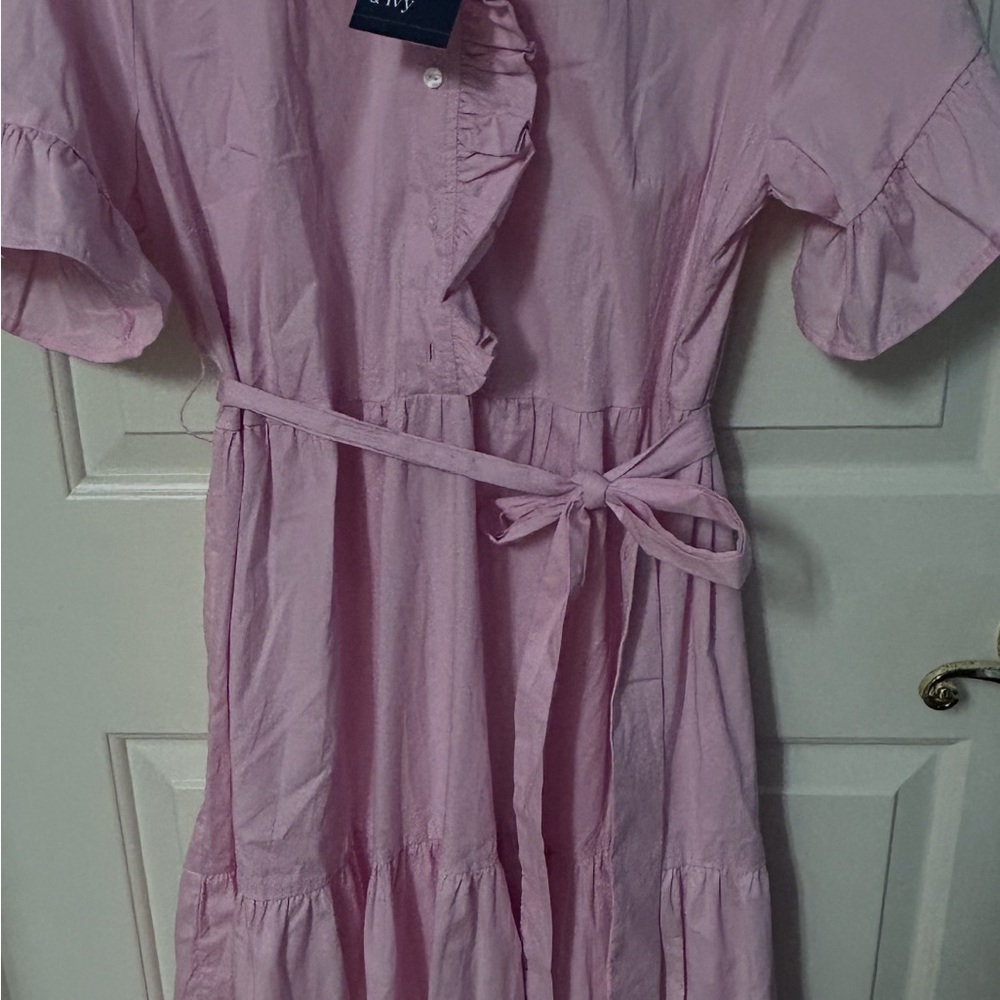 Crown & Ivy Pink Ruffle shirt Dress